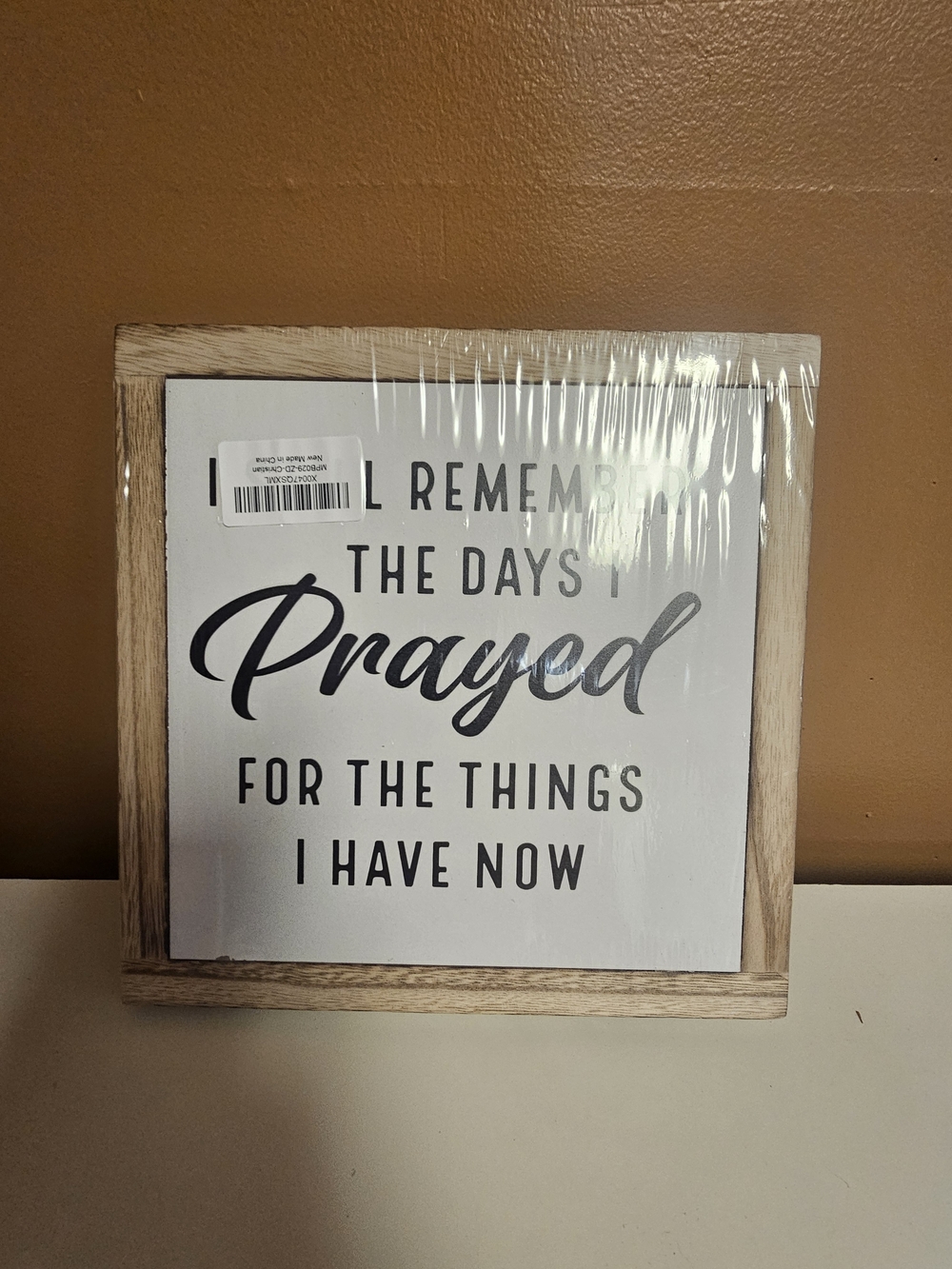 Amazon White and Natural Wood 'Prayed' Framed Wall Art